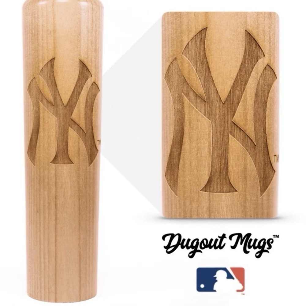 Dugout Mugs New York Yankees Wood Logo Drinkware - Natural Finish